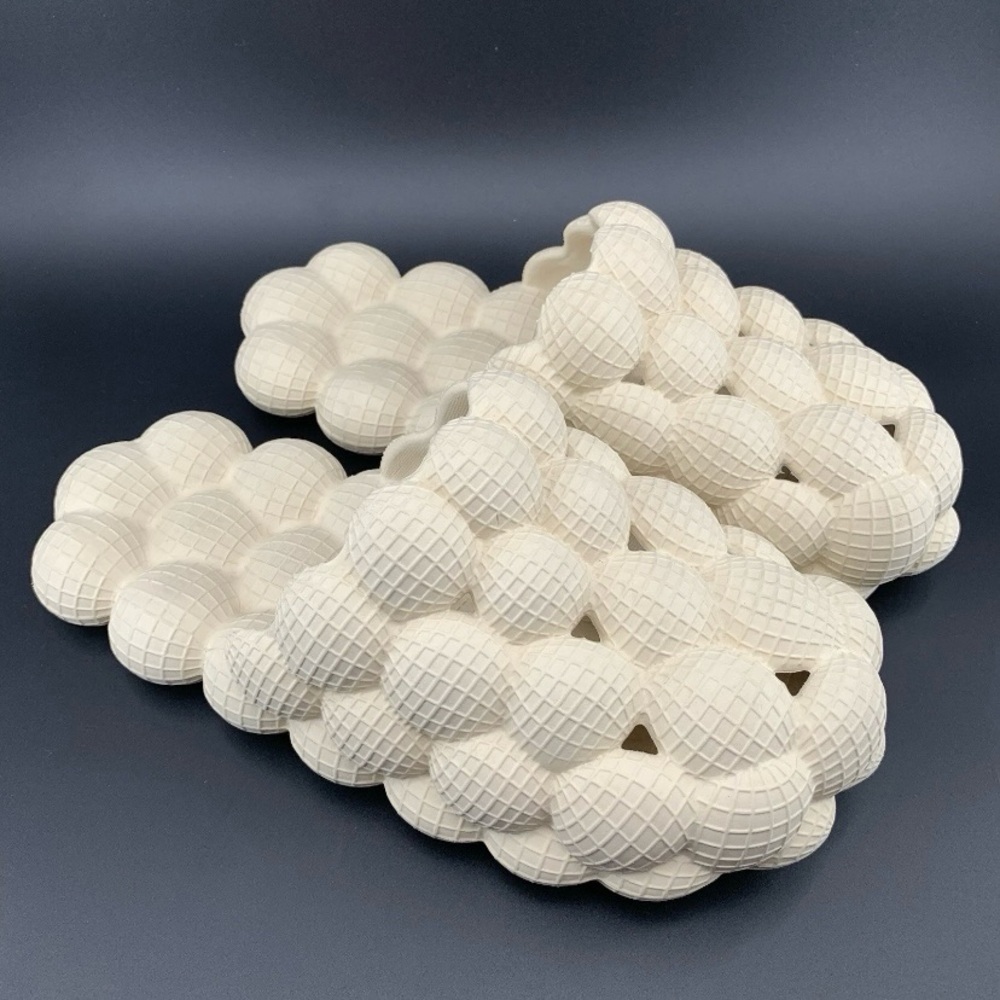 Cream/White Foam Slide Slippers Lightweight Cushioned Minimalist Slip On
